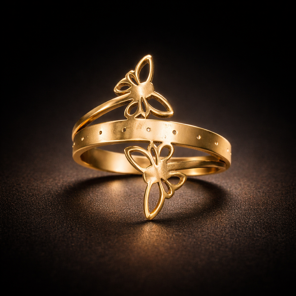 Golden Butterfly Ring Luxury