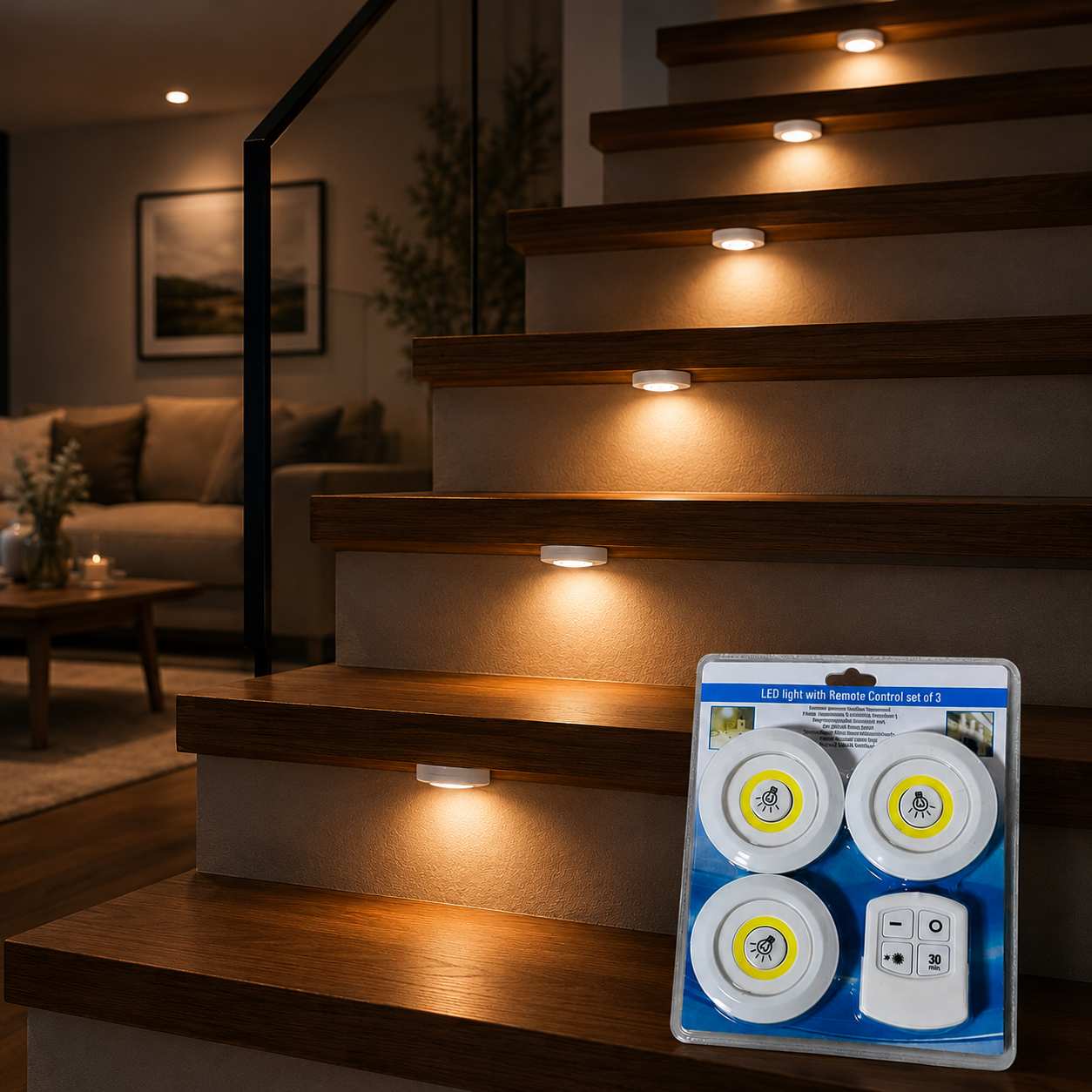 Lot de 3 Lampes LED de Secours avec Télécommande