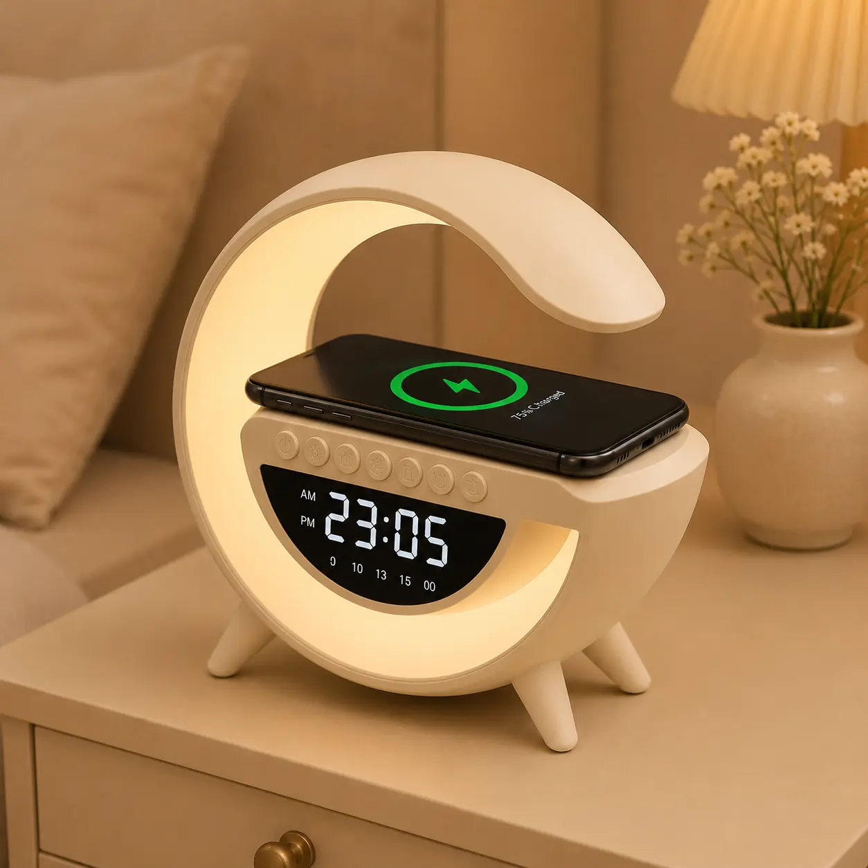 3-in-1 LED Bluetooth Speaker with Wireless Charger & Alarm Clock