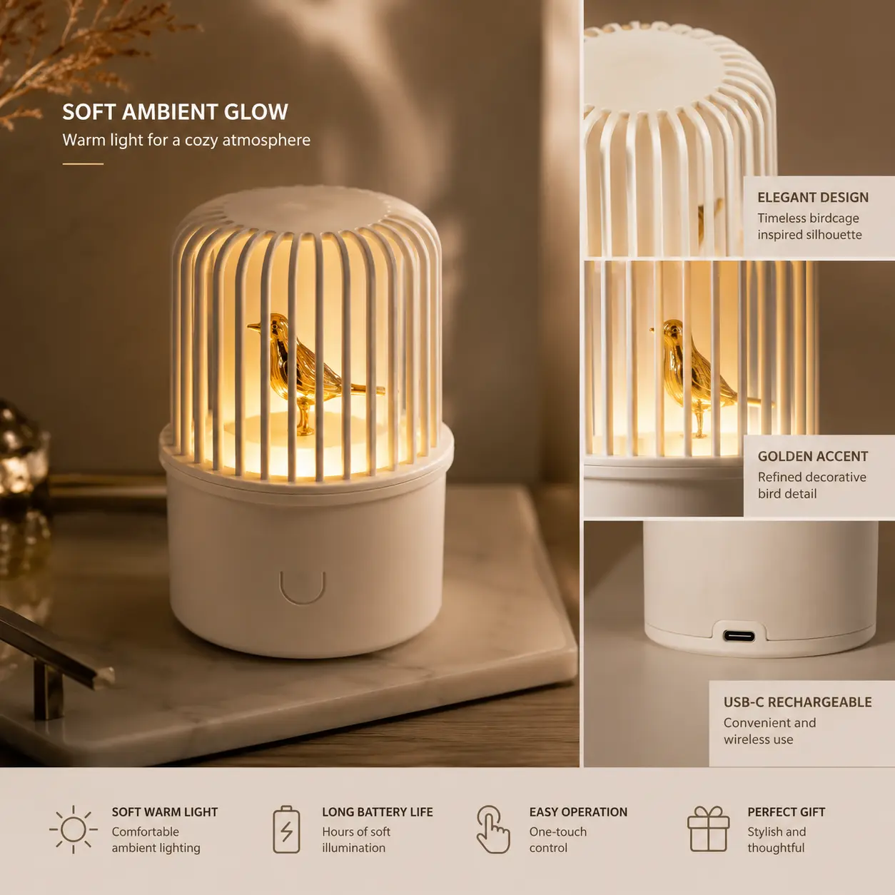 Diffuseur d’Air Premium – Humidificateur Décoratif Silencieux