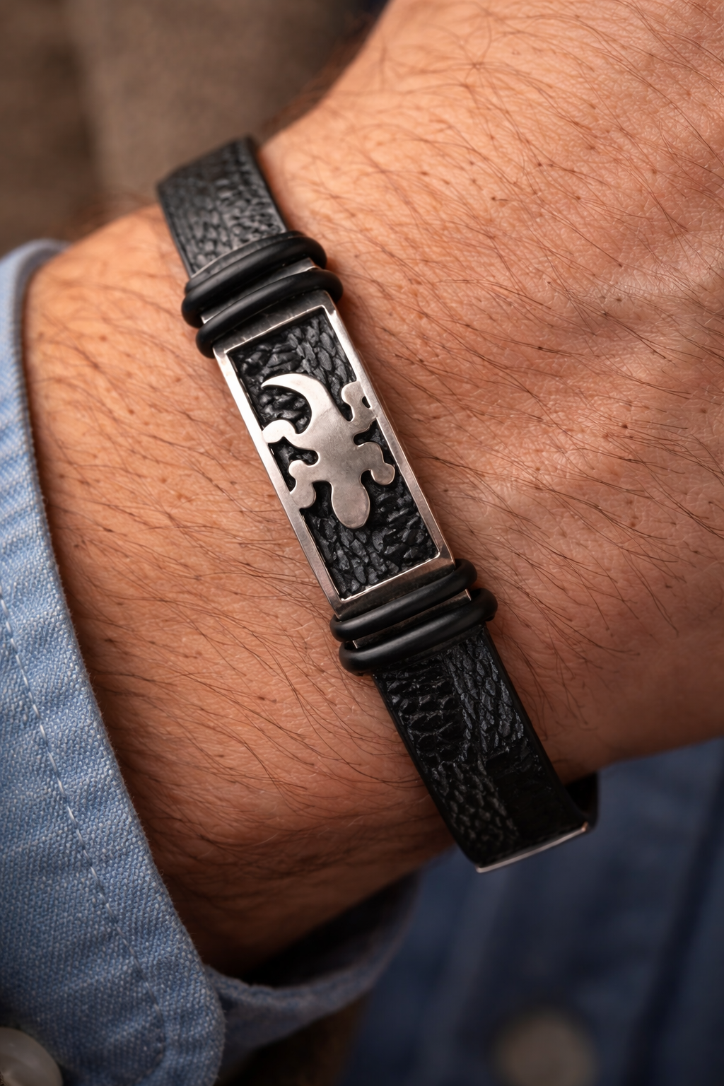 Bracelet Homme Noir Acier