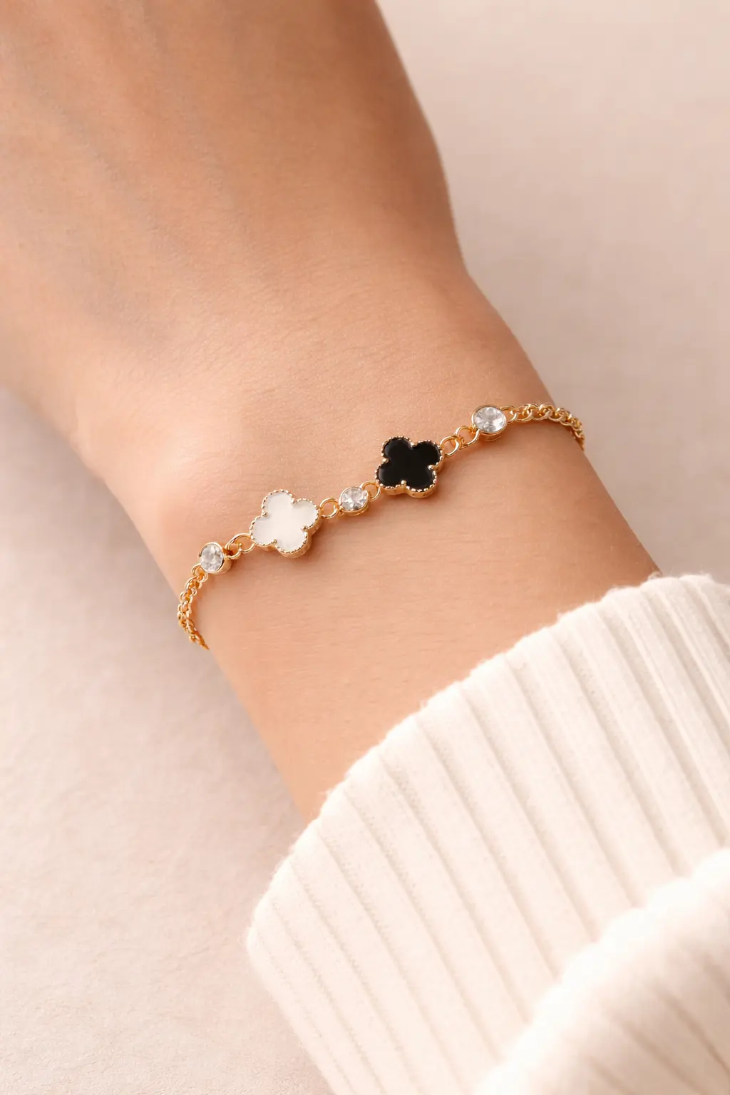Bracelet Trèfle Noir & Blanc