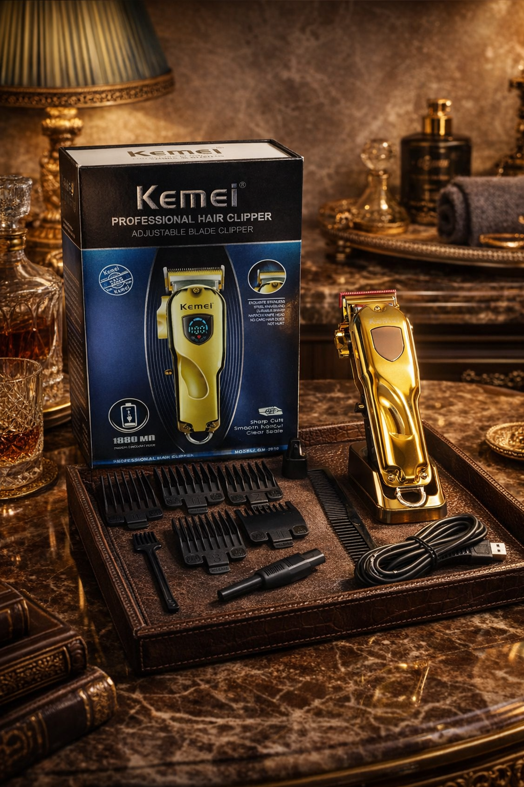 Tondeuse Professionnelle Kemei – Machine de Coupe Sans Fil
