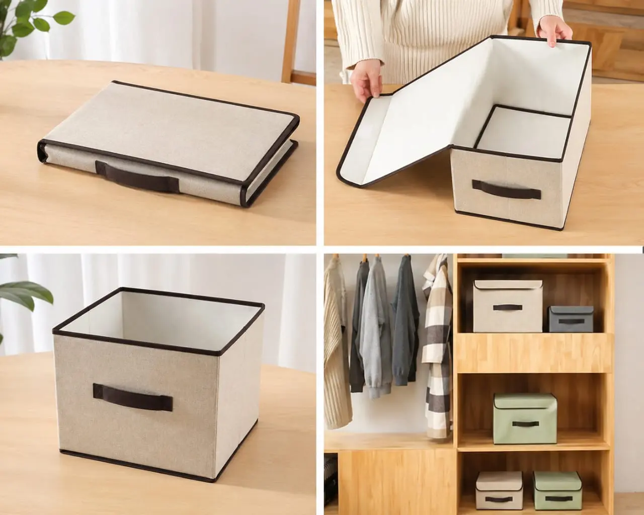 Boîte de Rangement Pliante en Tissu avec Couvercle (1 Pièce)