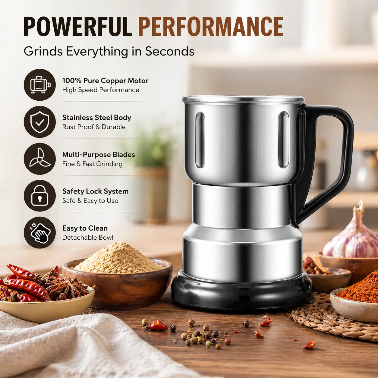 Electric Grain Grinder & Spice Mill