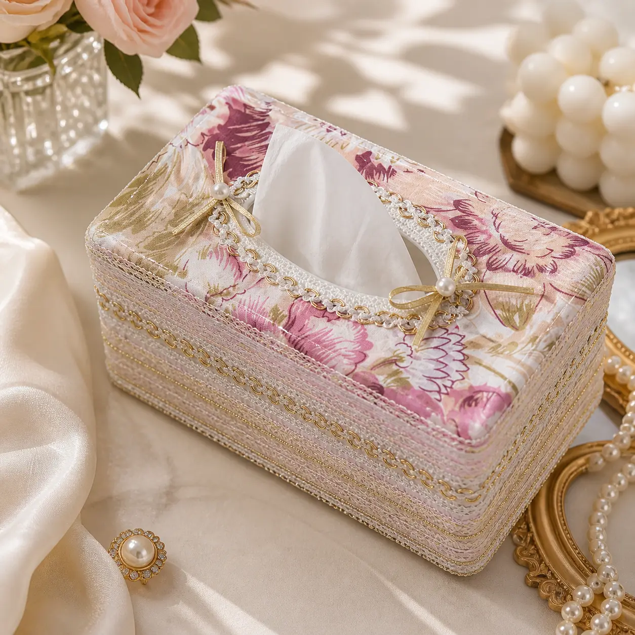 FloraLuxe™ Boîte à mouchoirs décorative florale