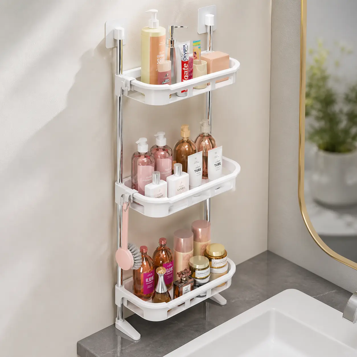 SpaceMax Pro™ Étagère de rangement 3 niveaux pour salle de bain