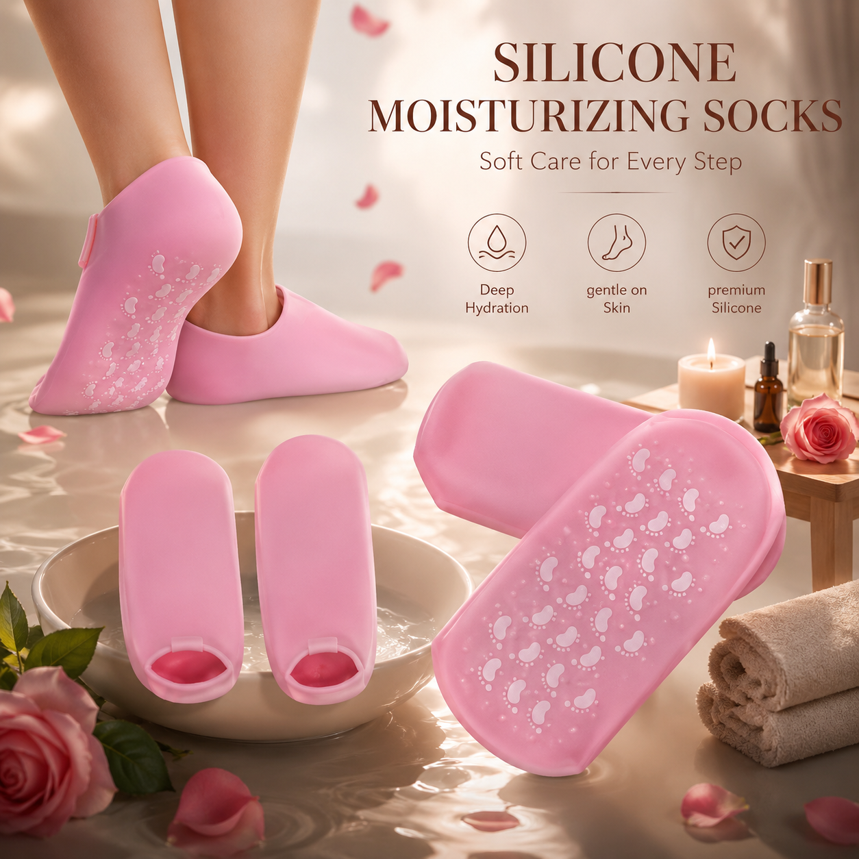 Chaussettes Hydratantes en Silicone