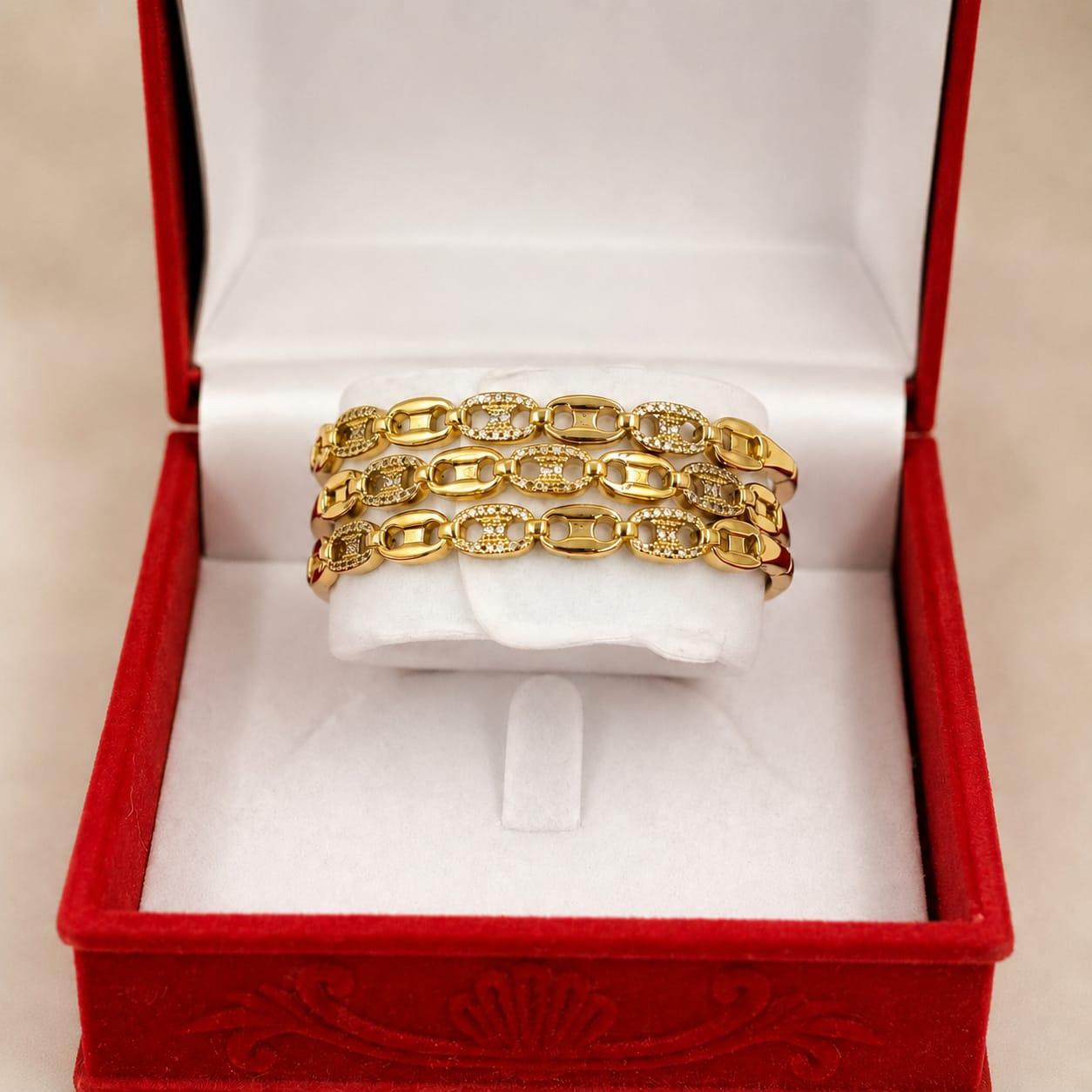 Bracelet Chaîne Doré Luxe 3 Pcs