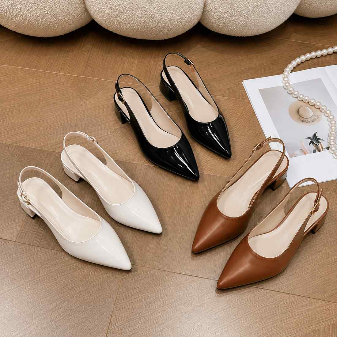 Ballerines Slingback Femme à Bout Pointu