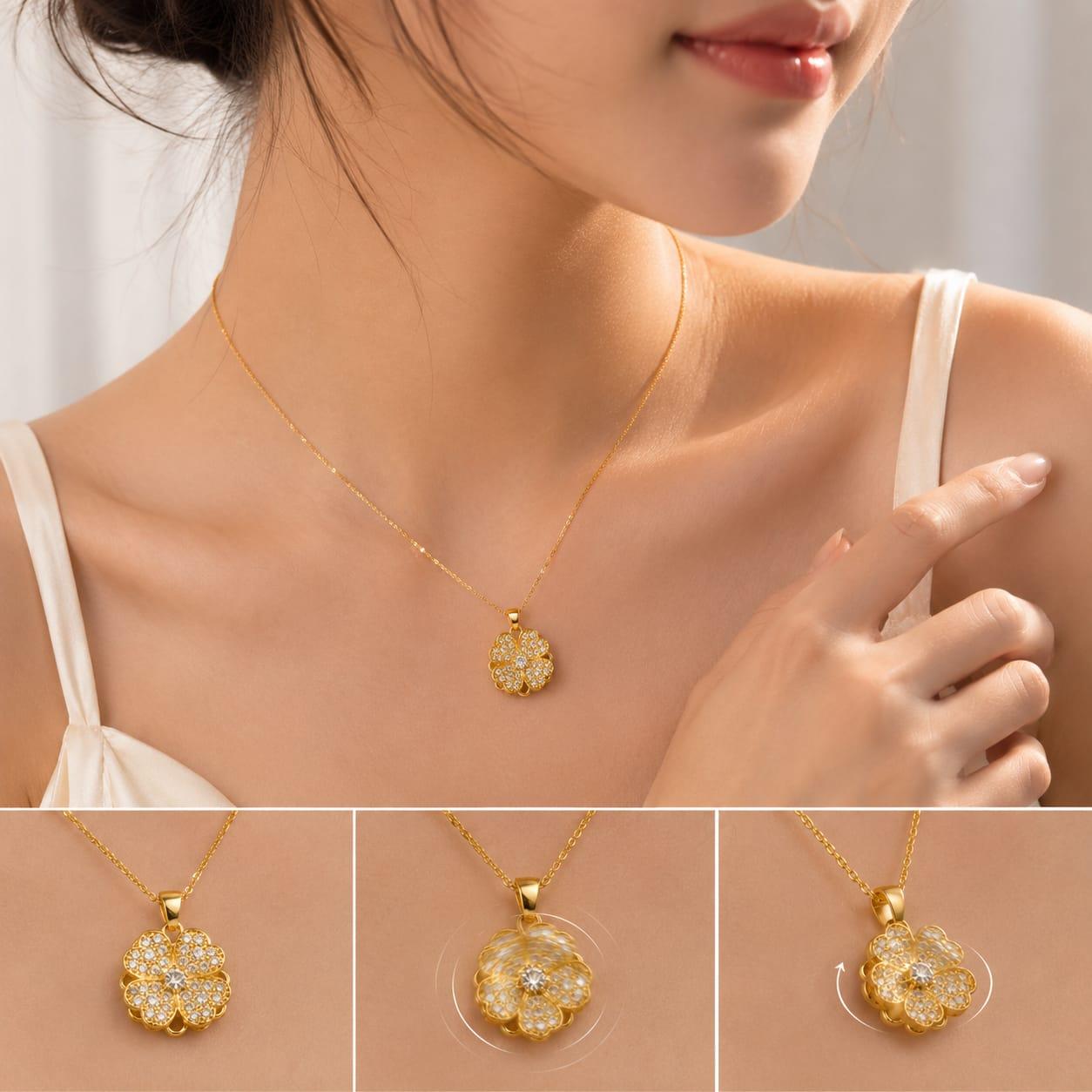 Luxury Rotating Four-Leaf Clover Necklace