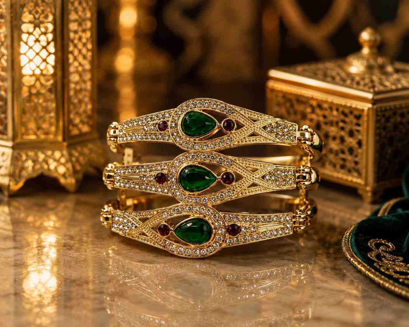 Collection de Bracelets Marocains de Luxe avec Cristaux (7 Modèles Disponibles)  (3pcs)