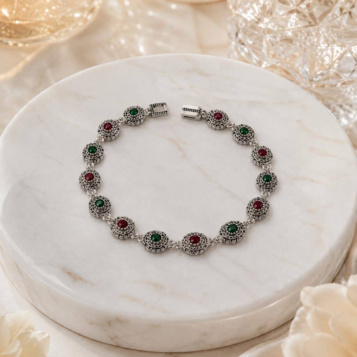 Vintage Crystal Charm Bracelet