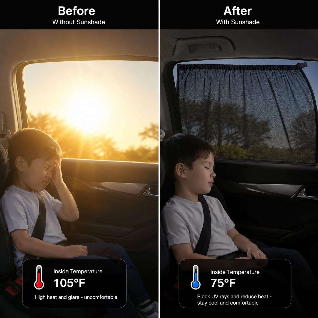 Lot de 4 Pare-Soleil pour Vitres de Voiture