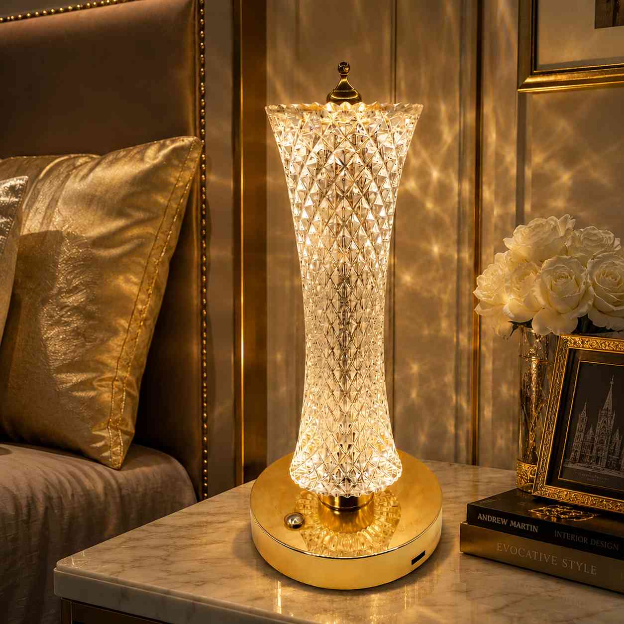 Lampe de Table en Cristal de Luxe avec Base