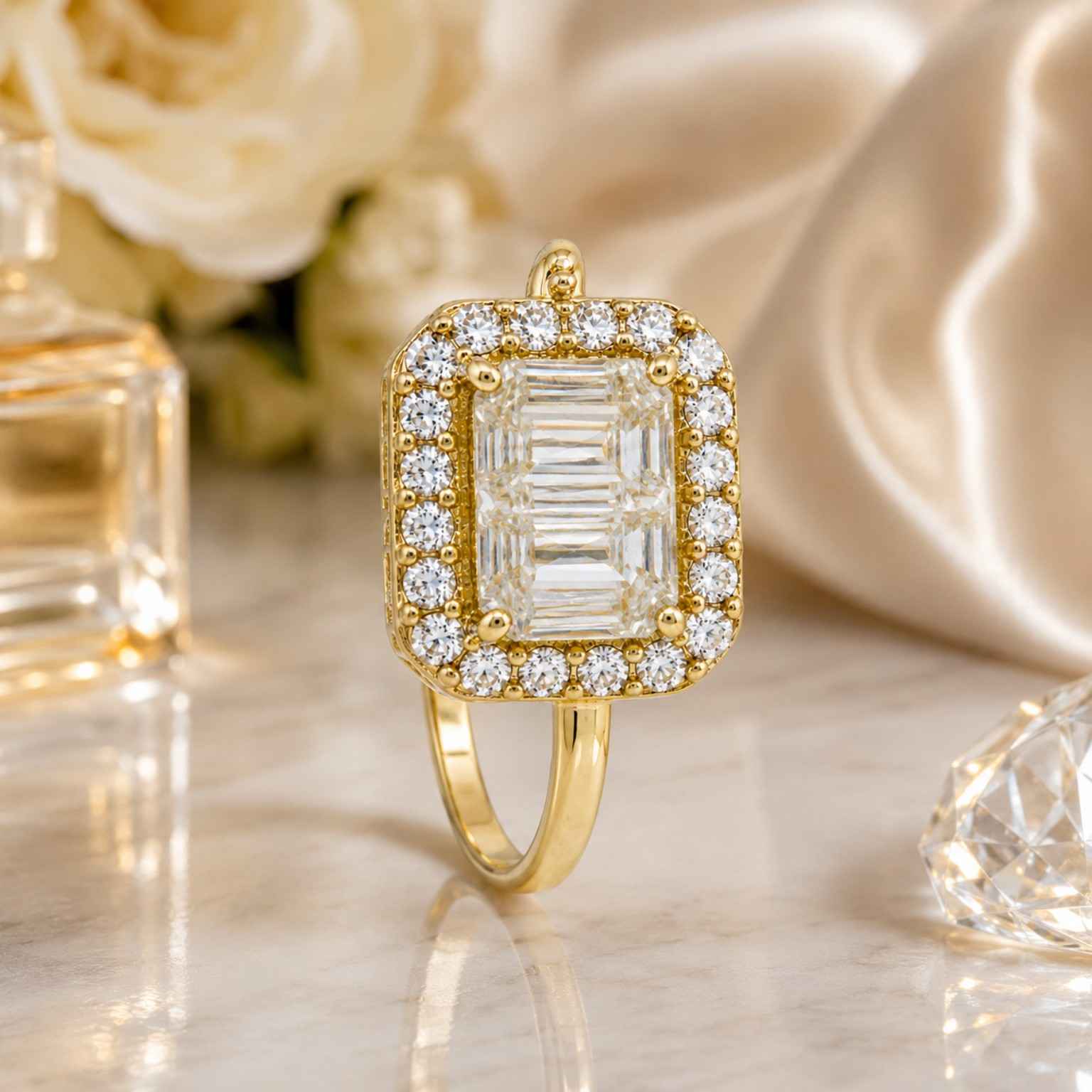 Luxury Emerald-Cut Crystal Ring