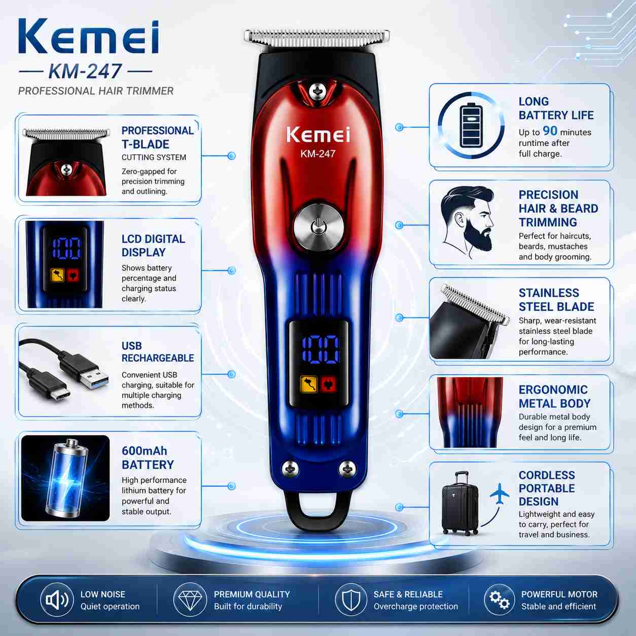 Kemei KM-247 Professional Hair Trimmer
