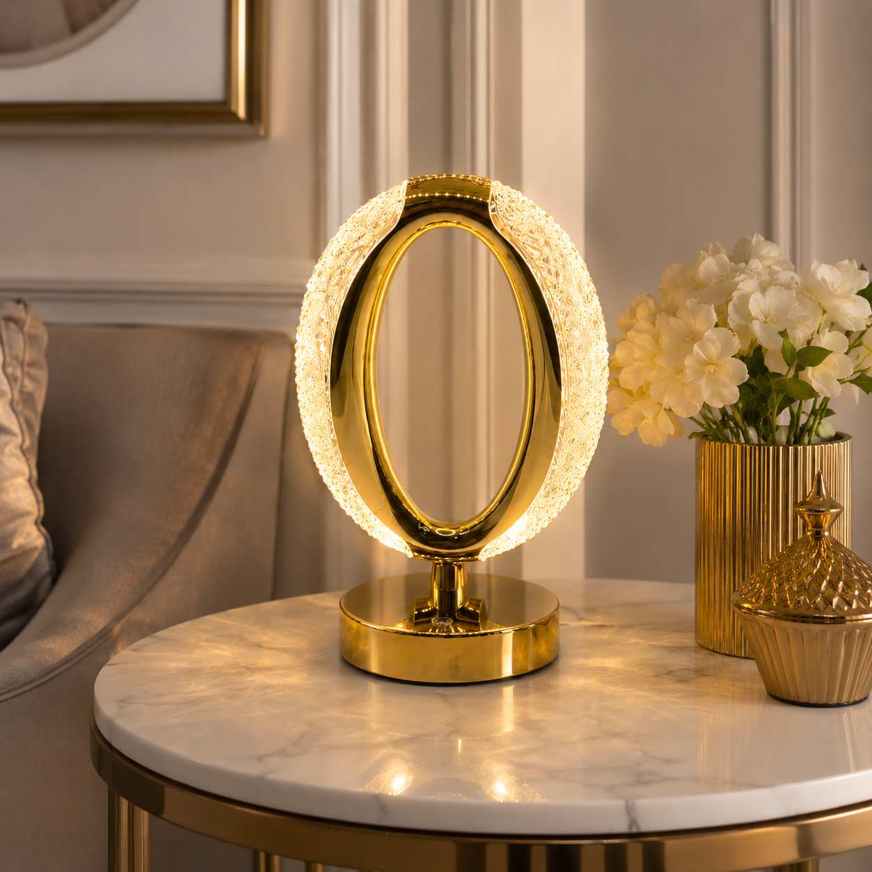 Lampe de Table LED Ovale Cristal Luxe