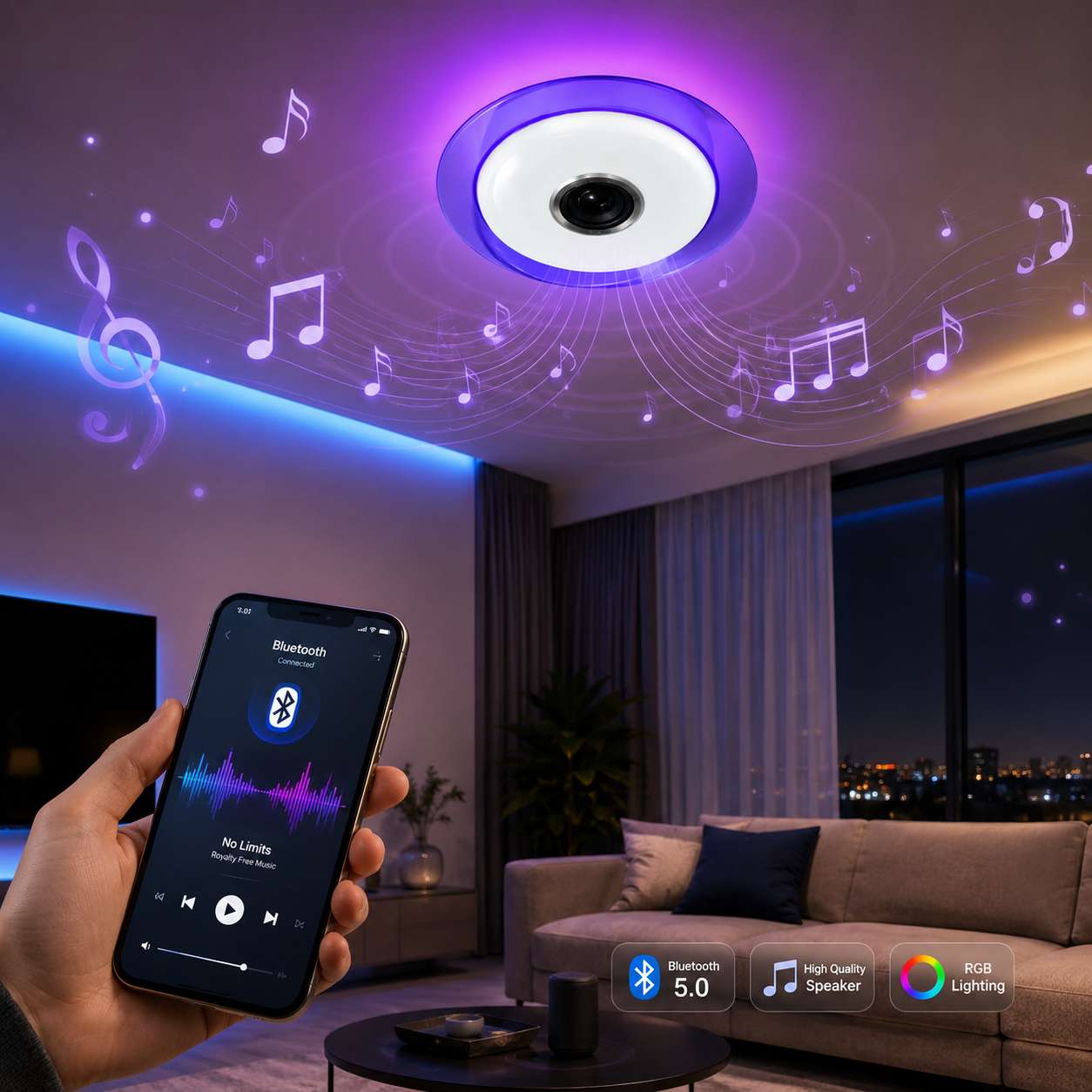 Plafonnier LED Musical RGB 24W