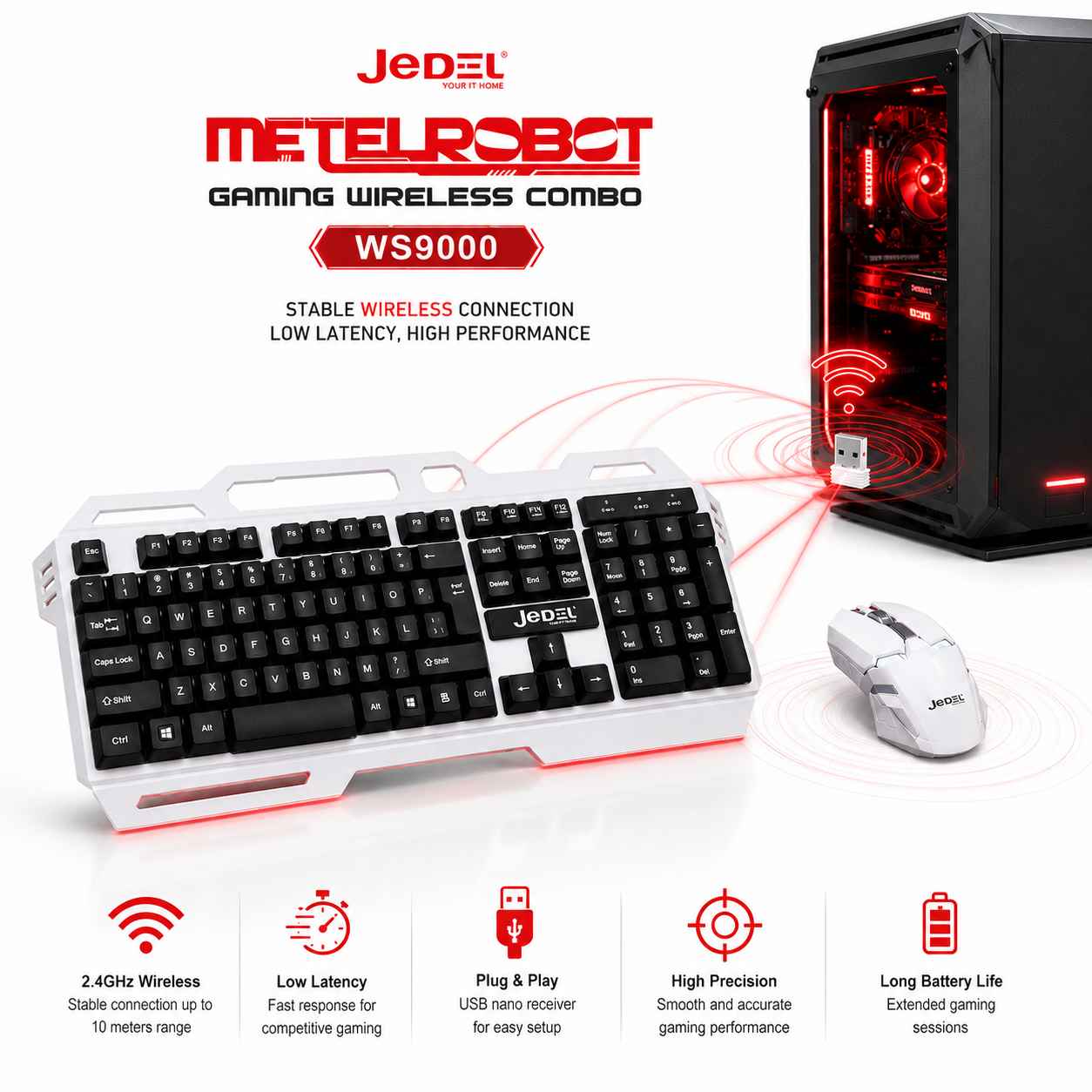 Ensemble Clavier et Souris Sans Fil JEDEL