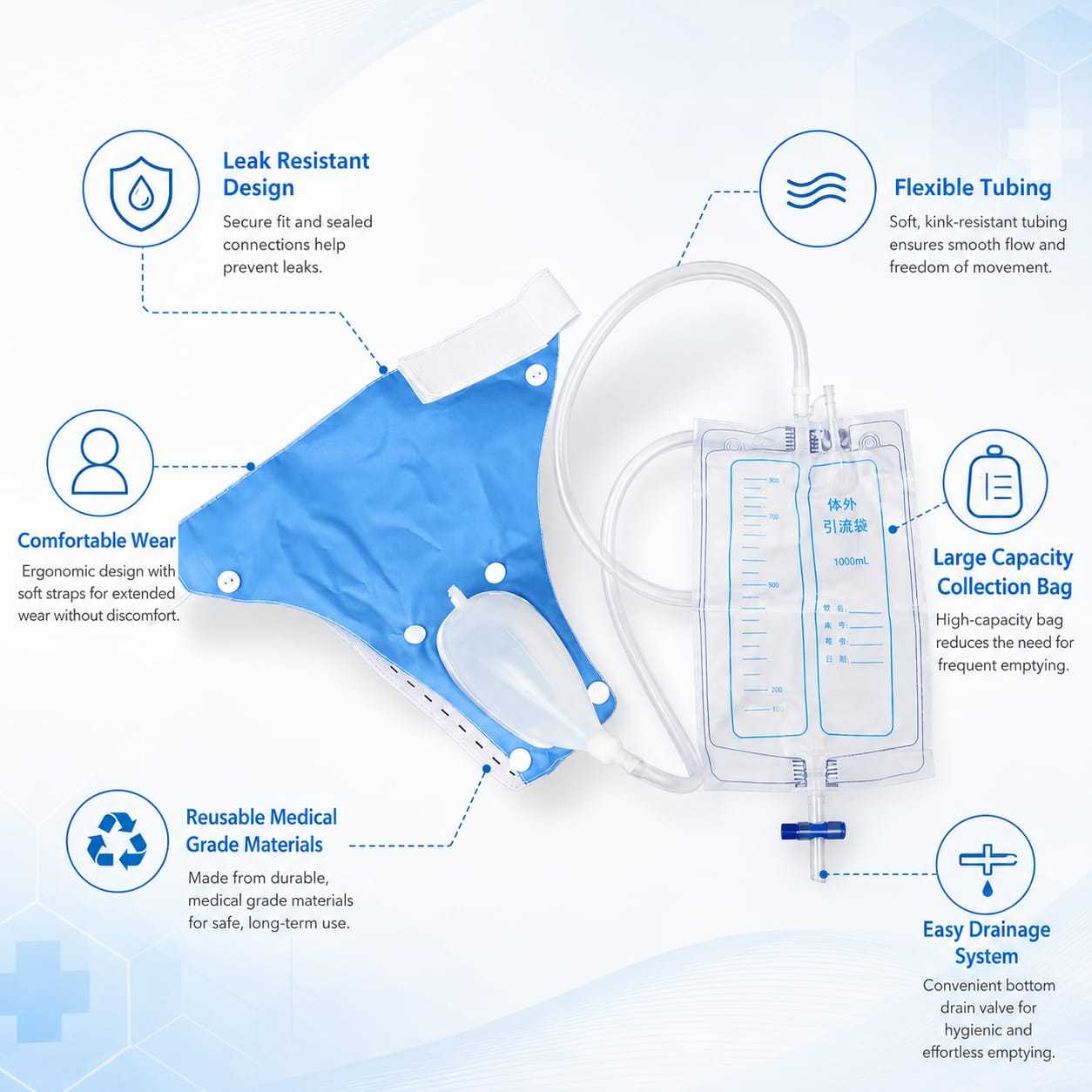 Poche Collectrice d’Urine Portable avec Support Portable