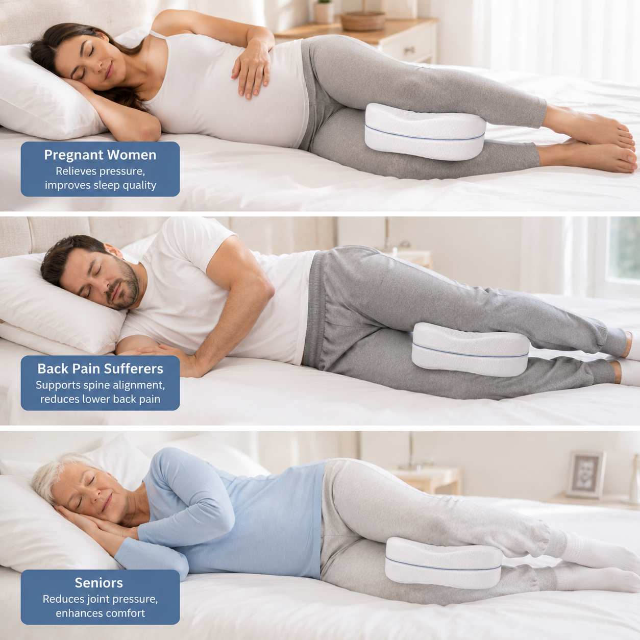 Oreiller Orthopédique pour Genoux en Mousse à Mémoire