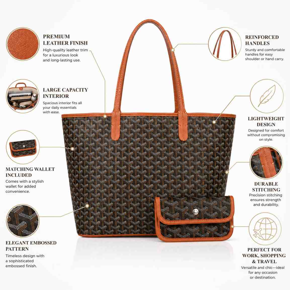 Sac Cabas Femme avec Portefeuille Assorti