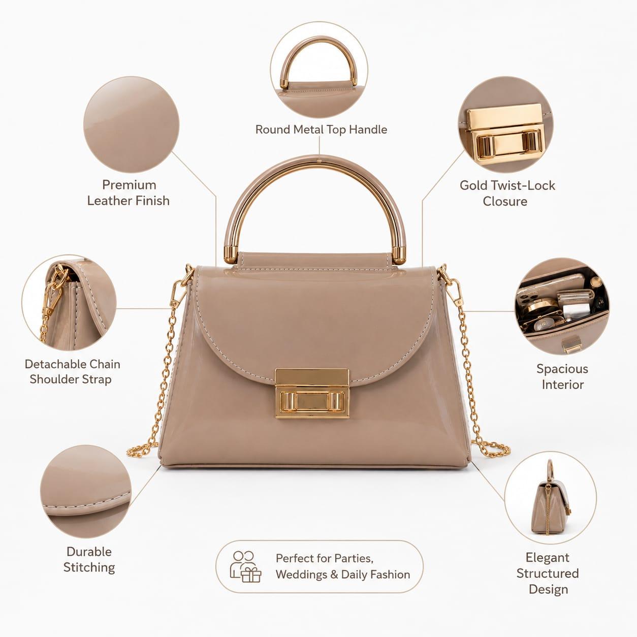 Sac à Main Femme avec Anse Métallique