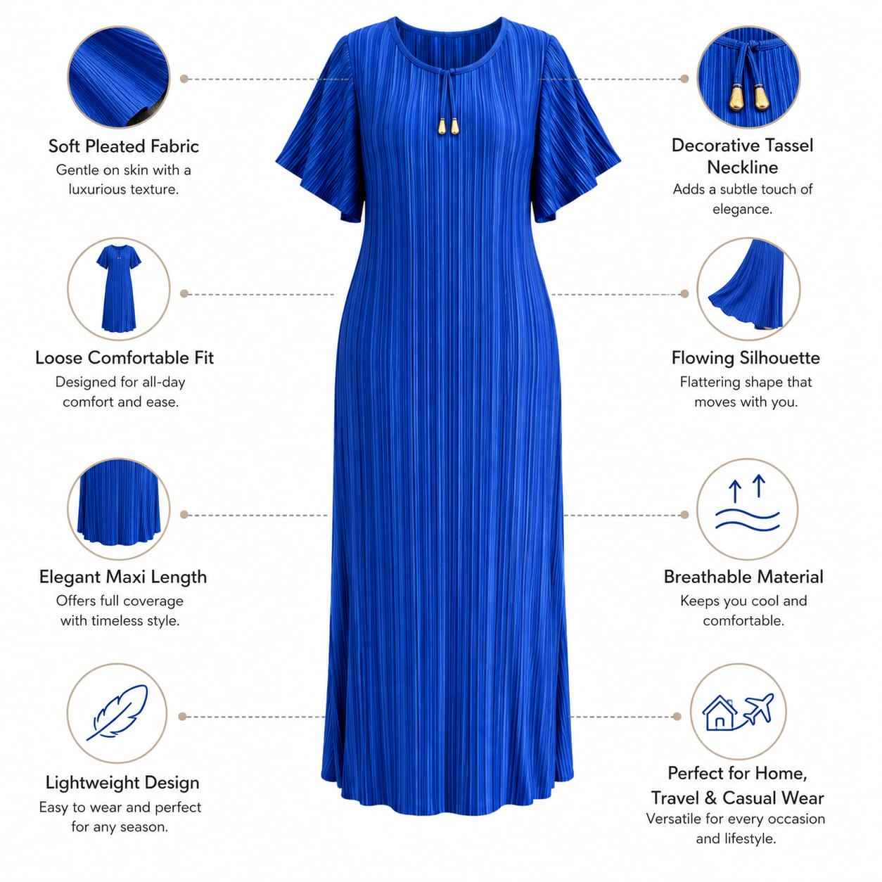 Robe Longue Plissée Femme