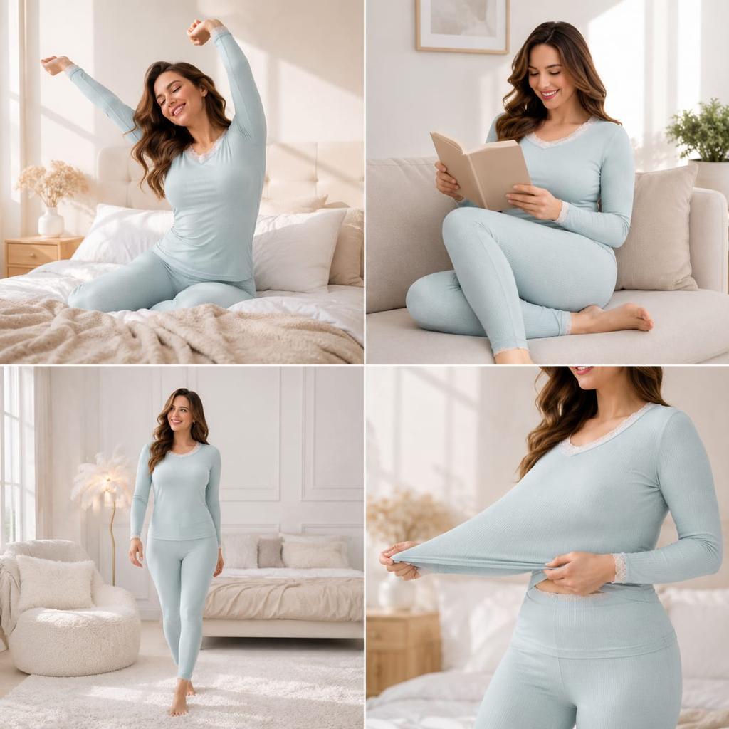 Ensemble Thermique Femme Côtelé