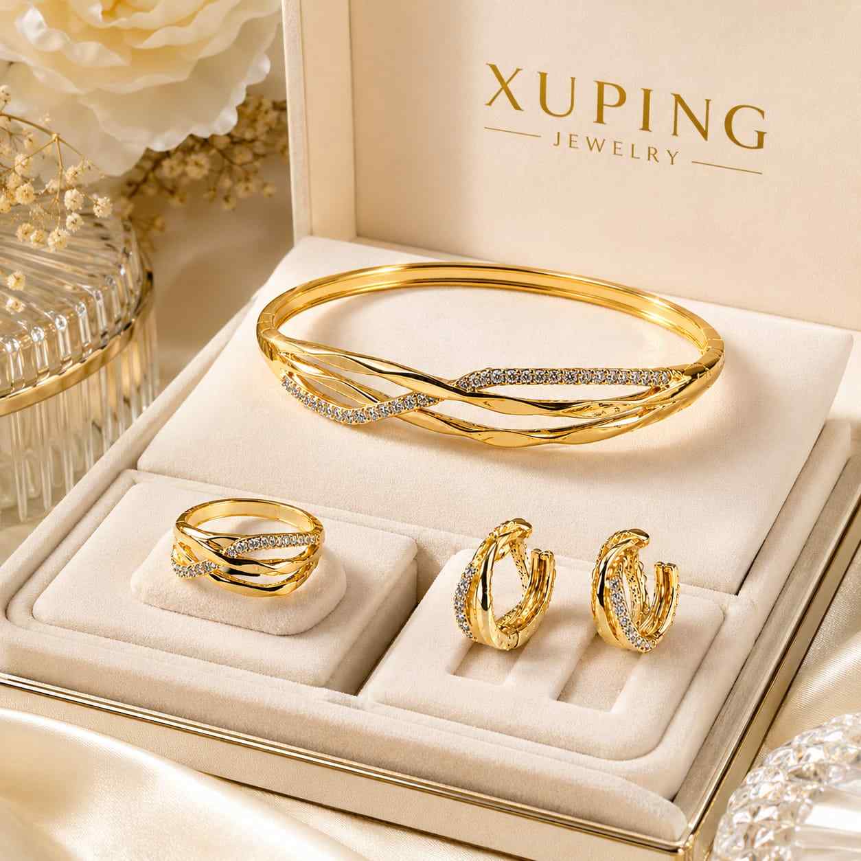 Parure de Bijoux Dorée Luxe